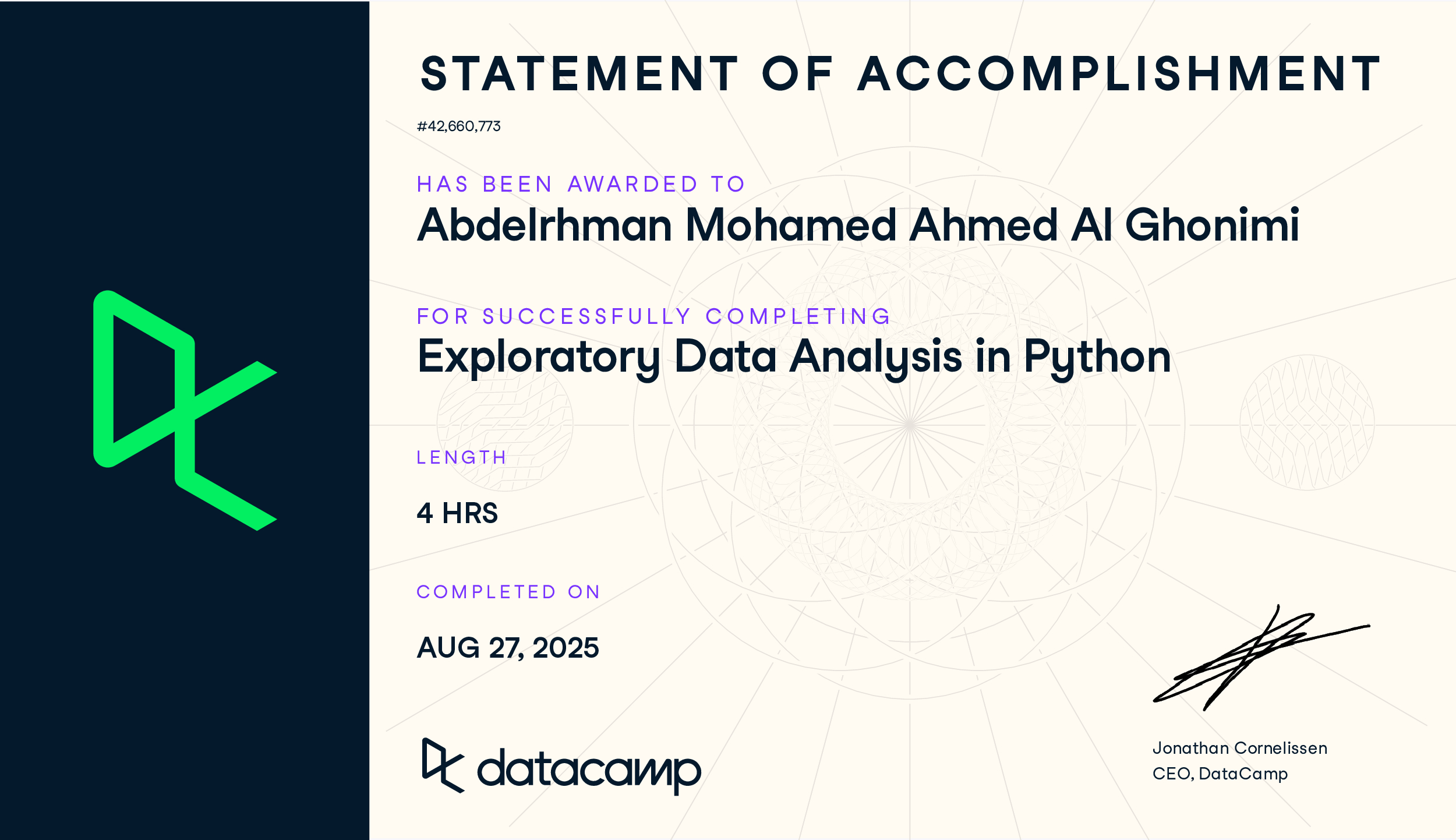 Exploratory Data Analysis in Python Certificate